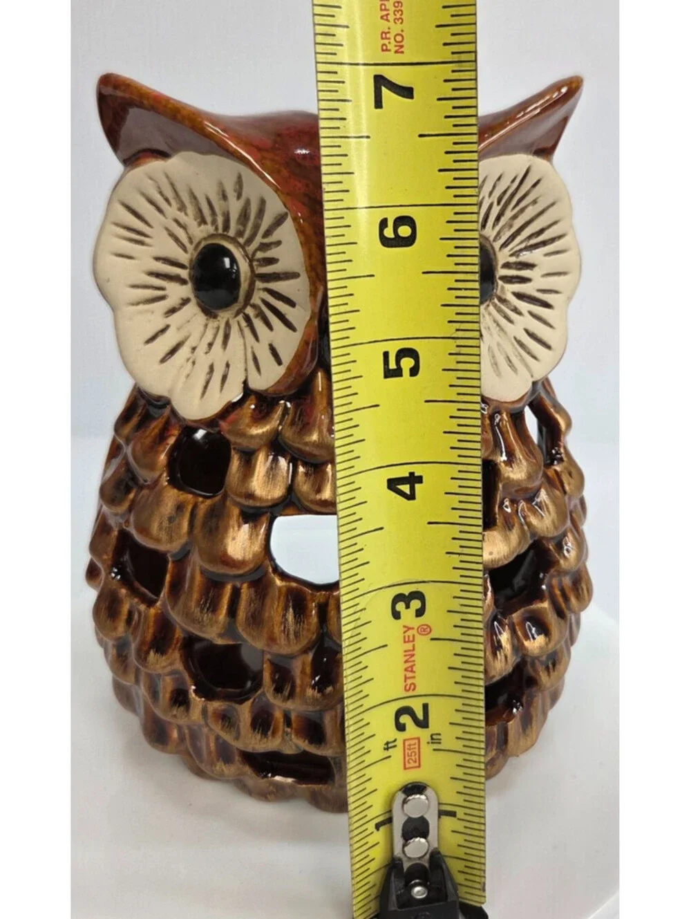 Vintage Ceramic Owl Tea Light Candle Holder Brown Woodland Decor 7